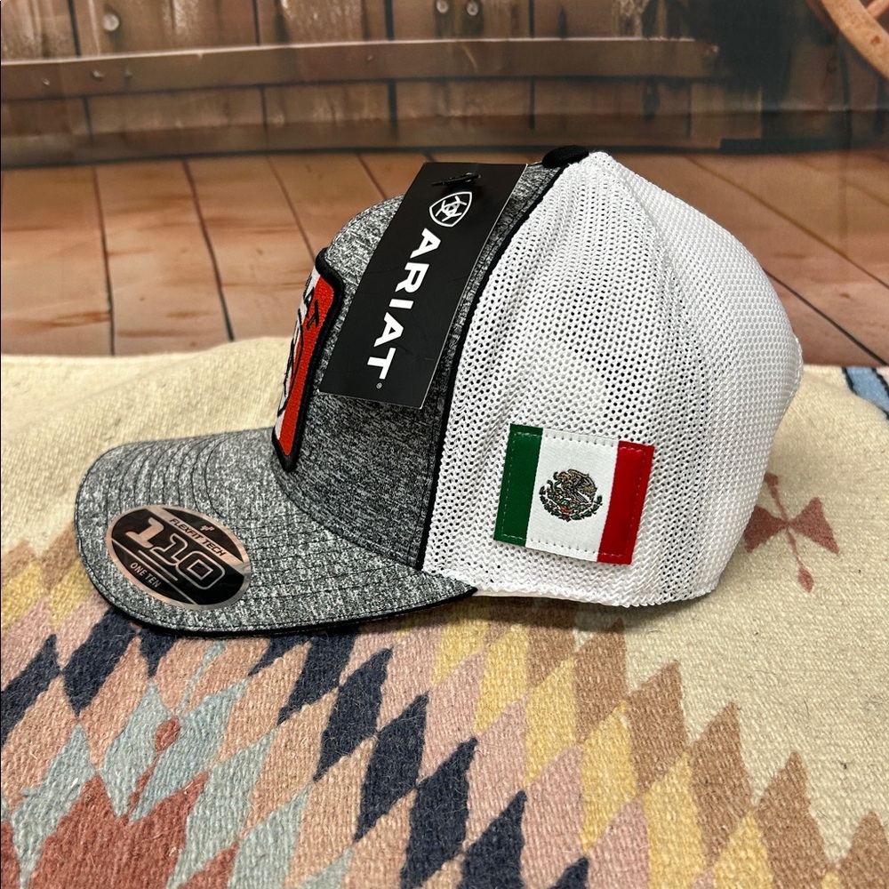 Ariat Mexico Flag Heather Grey Ball Cap - Picture 2 of 3